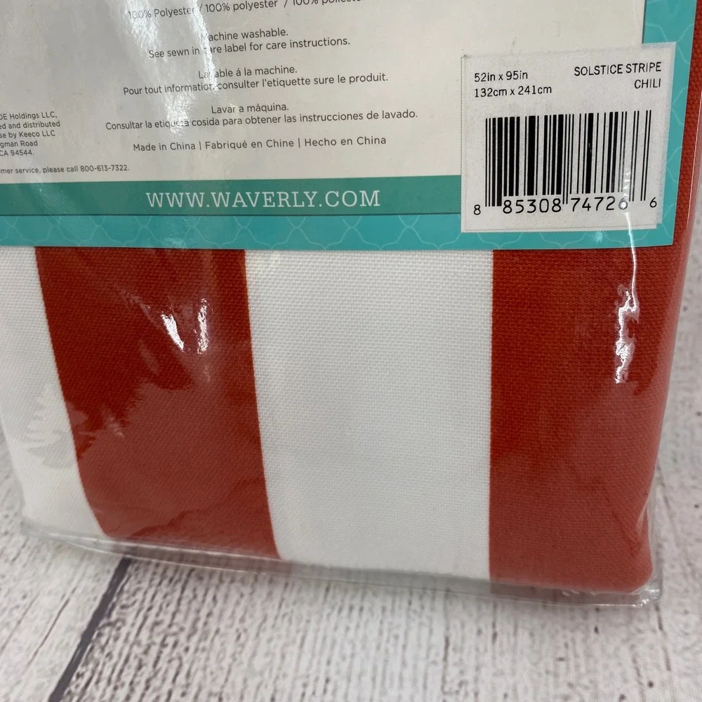 Waverly Solstice Stripe Curtain Panels 52x95 Chili Red White Grommet 2 Panels